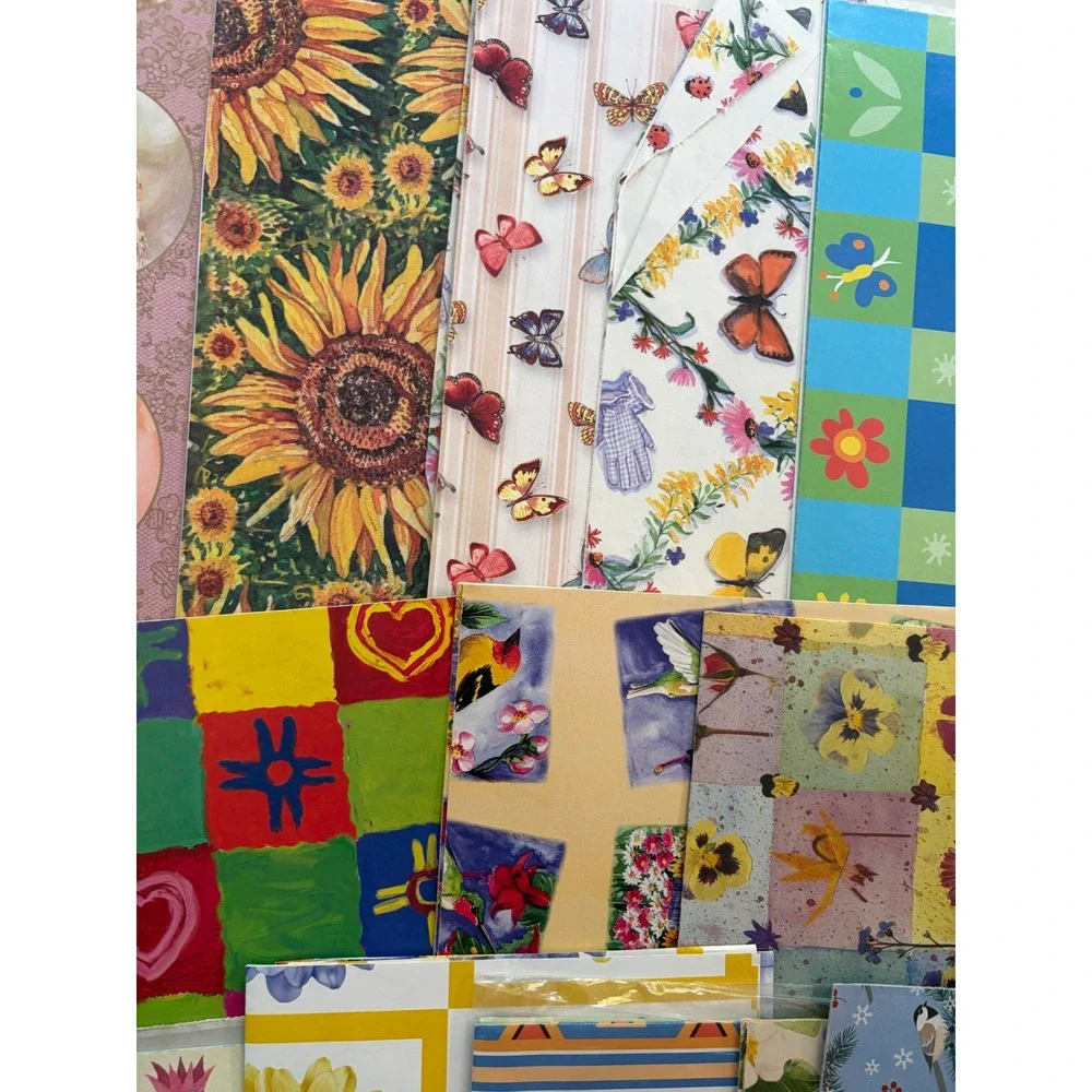 VTG 90s Y2K Gift Wrapping Paper Lot Floral Birds Butterfly Craft Junk Journal
